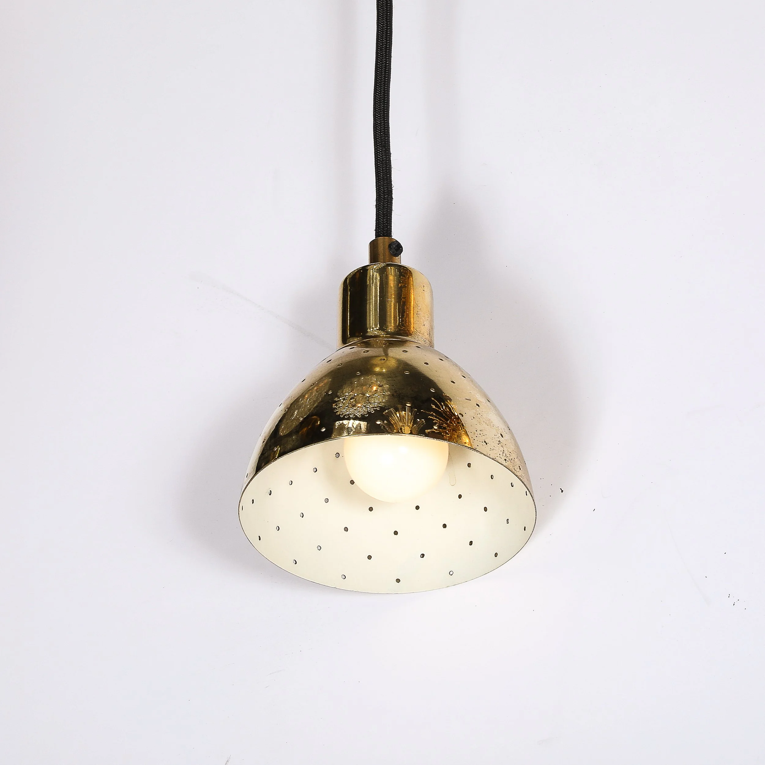 Mid-Century Modernist 8-Globe Polished Brass Chandelier by Hans